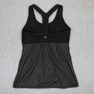 Lululemon Power Dance Tank Top Womens 10 Racerback Built in Bra Pleated Black